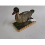 Small Victorian painted papier mache toy duck figure (mechanical movement at fault)