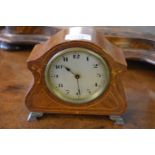 Small Edwardian mahogany and inlaid mantel clock