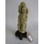 Chinese carved soapstone figure of a fisherman