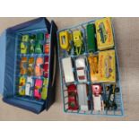 Quantity of Lesney Matchbox series diecast metal model cars including two re-boxed cars, all