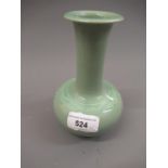 Modern Chinese green crackle glazed narrow neck vase with floral decoration, signed to the base,