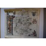 Group of five antique hand coloured maps by Blaeu of Wiltshire, East Riding, Lincolnshire,