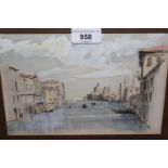 Three small gouaches, The Grand Canal Venice, signed Baccarini, a similar view, indistinctly signed,