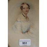 Franz Ebyl, signed watercolour, portrait of a young lady, oval gilt frame No tears, creases or