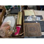 Box containing a quantity of miscellaneous items including a leather folder containing various