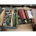 Two boxes containing a large quantity of various early to mid 20th Century Meccano including a