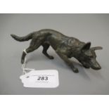 Late 19th Century Austrian cold painted bronze figure of a German Shepherd, 6.25ins long