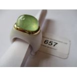 Threnite and agate bombe ring with 14ct yellow gold mount