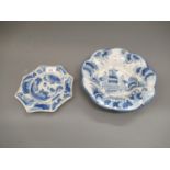 Two 19th Century Continental Delft ware plates, 11.75ins diameter (at fault) Small plate has