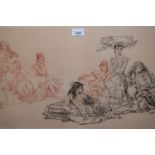 Sir William Russell Flint, signed print in black and sepia ' Studies of Cecilia ', 14.5ins x 27.
