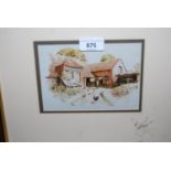 Michael Cooper, pair of signed coloured prints, farmyard scenes, 8ins x 12ins approximately