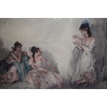 Sir William Russell Flint, signed coloured print ' The Pendant ', 20ins x 27.5ins, in a painted