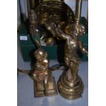 Quantity of miscellaneous metalware including two figural table lamps