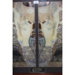 After Gustav Klimt, over gilded coloured print, semi nude girl with mirrored image in a single