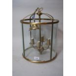 Christopher Wray gilt brass cylindrical lantern form light fitting, 17ins high excluding chain and