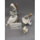 Lladro figure of a ballerina, 8.5ins high together with a small Lladro elfin figure, a Lladro