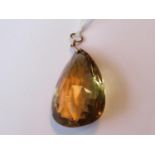 Large 9ct gold mounted citrine pendant, 19.4g, the citrine 40mm x 25mm