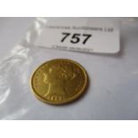 Victorian 1885 shield back half Sovereign