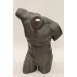 Mid 20th Century dark patinated bronze sculpture of the torso of a faun, bearing signature C.