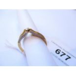 18ct Yellow gold diamond solitaire wishbone ring with diamond set shoulders 3.3G