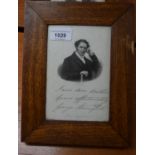 Set of four small 19th Century portrait engravings, oak framed