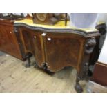 Early 20th Century figured walnut commode in George II style, the painted faux marble top above a