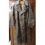 World War II leather trench coat, stamped to the back of one of the fastening studs ' Waldes '