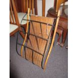 Unusual early 20th Century bamboo, cane and wrought iron folding magazine rack