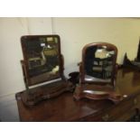 19th Century mahogany swing frame dressing table mirror on shaped base with low bun feet together