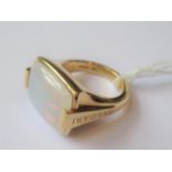 Bulgari 18ct yellow gold chalcedony set ring, 13.2g Stamped 1970, we presume this is the date. Stone