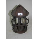 Small Arts and Crafts copper candle lantern, 10ins high