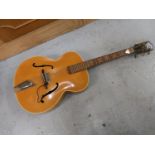 Mid 20th Century Hofner Senator acoustic steel strung guitar with later added pick up (at fault)