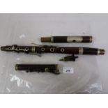 Early 20th Century rosewood and nickel plate mounted flute (at fault) The overall length is 25ins