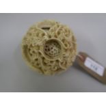 19th Century Chinese carved ivory puzzle ball (at fault) All of the internal balls are broken and