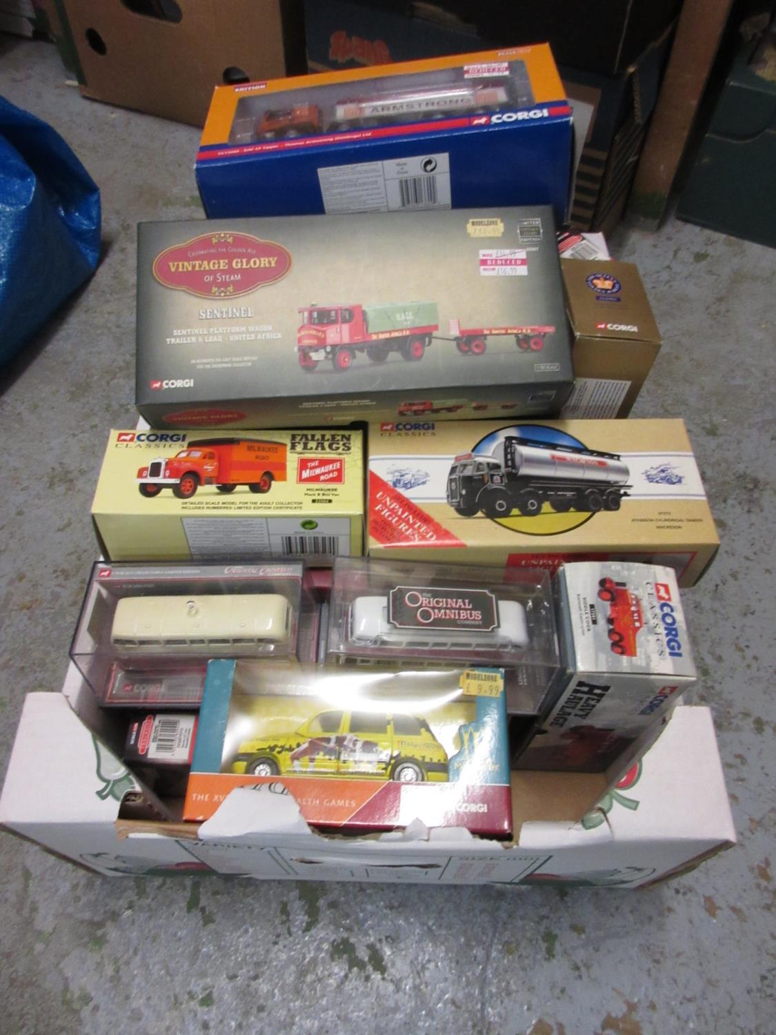 Box containing a quantity of modern Corgi boxed diecast metal models