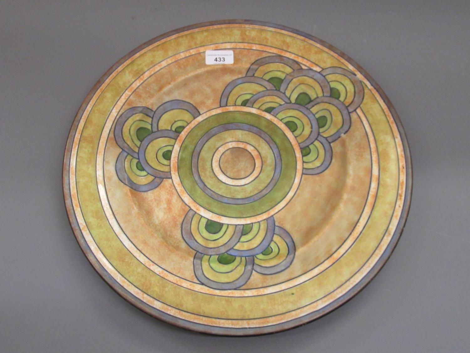 1930's Burleigh Ware charger decorated with a stylised geometric design attributed to Charlotte