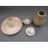 Susie Cooper Dresden Spray charger, 14ins together with an incised ware vase and five items of tea