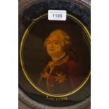 Late 18th / early 19th Century reverse picture on glass, portrait of Louis XVI, in a period oval