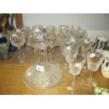 Thirteen Waterford hock glasses together with six Waterford wine glasses and another (at fault)