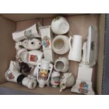 Small box containing a quantity of various crested china