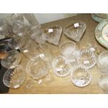 Quantity of various cut glass drinking glasses including a celery vase