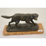 Early 20th Century French brown patinated bronze figure of a gun dog, signed indistinctly in the
