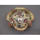 Jane Fischer, Zsolnay, Budapest, floral decorated bowl with gilded and pierced decoration, 3.75ins