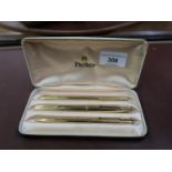 Parker 61 rolled gold cased three piece pen and pencil set