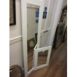 Full length wall mirror with white painted frame together with a smaller matching wall mirror 50cm x