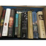 Box of approximately eighteen volumes including Trelawny biography, Life of Gertrude Bell, Life of