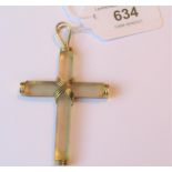 Large 14ct gold mounted pendant cross, 21.5g, 82mm x 55mm