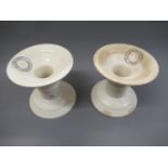 Two pottery ham stands inscribed Glenhurst Equipment, approximately 8ins high
