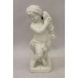 Large white glazed pottery child Bacchus figure, 34ins high