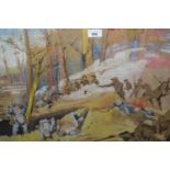 H. Maycock, watercolour, World War II battle scene, signed, 17.5ins x 23.5ins, framed